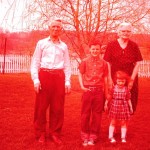 Gary and Joan with Grandpa Long and Grandma Elsie Long at the farm 1963